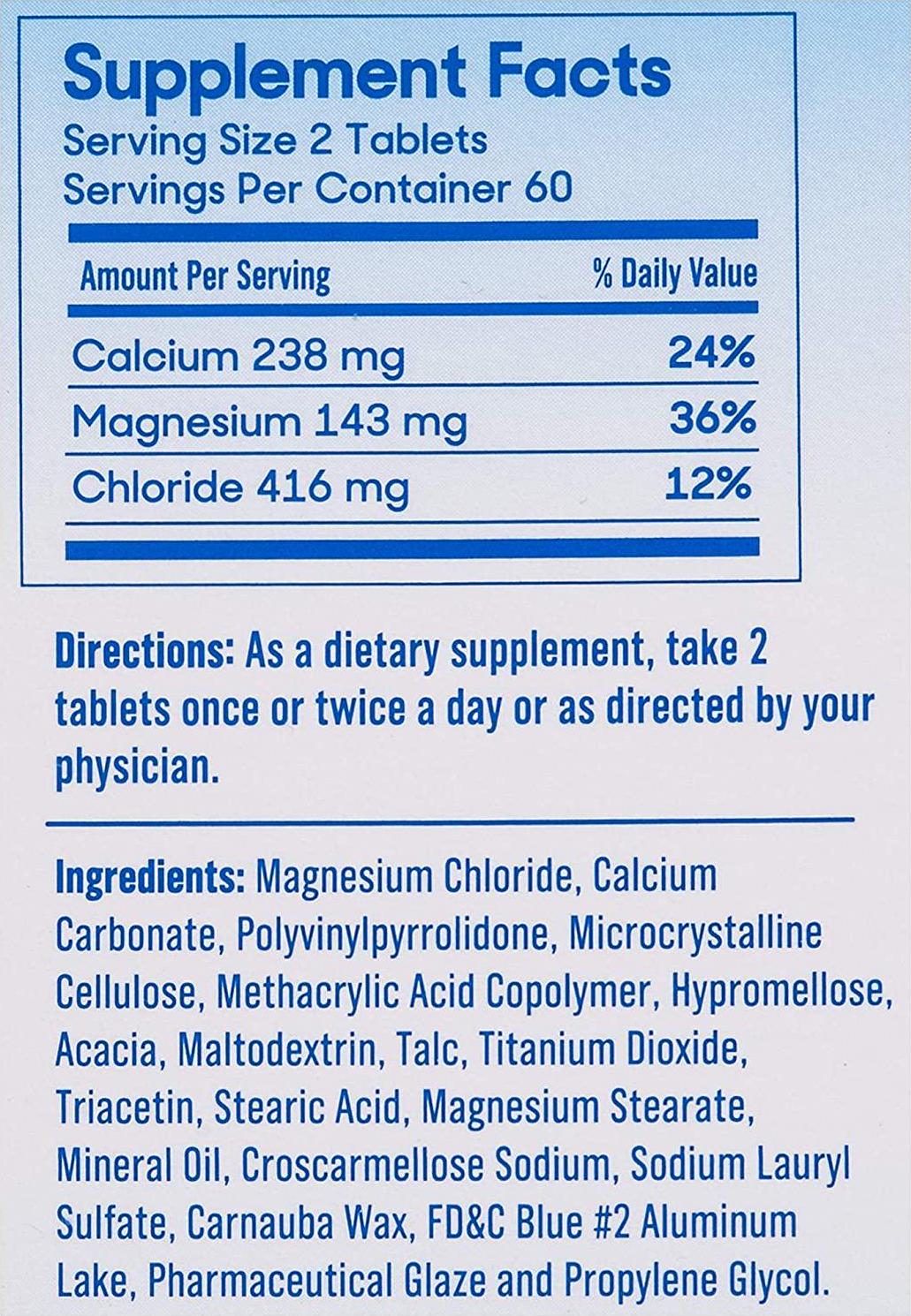 SlowMag Mg Muscle + Heart Magnesium Chloride with Calcium Supplement, 120 Count