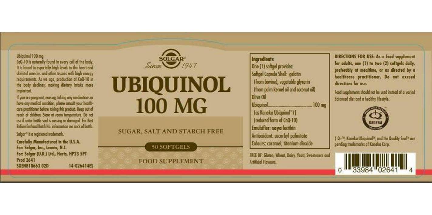 Solgar – Ubiquinol with Reduced CoQ-10 100 mg, 50 Softgels