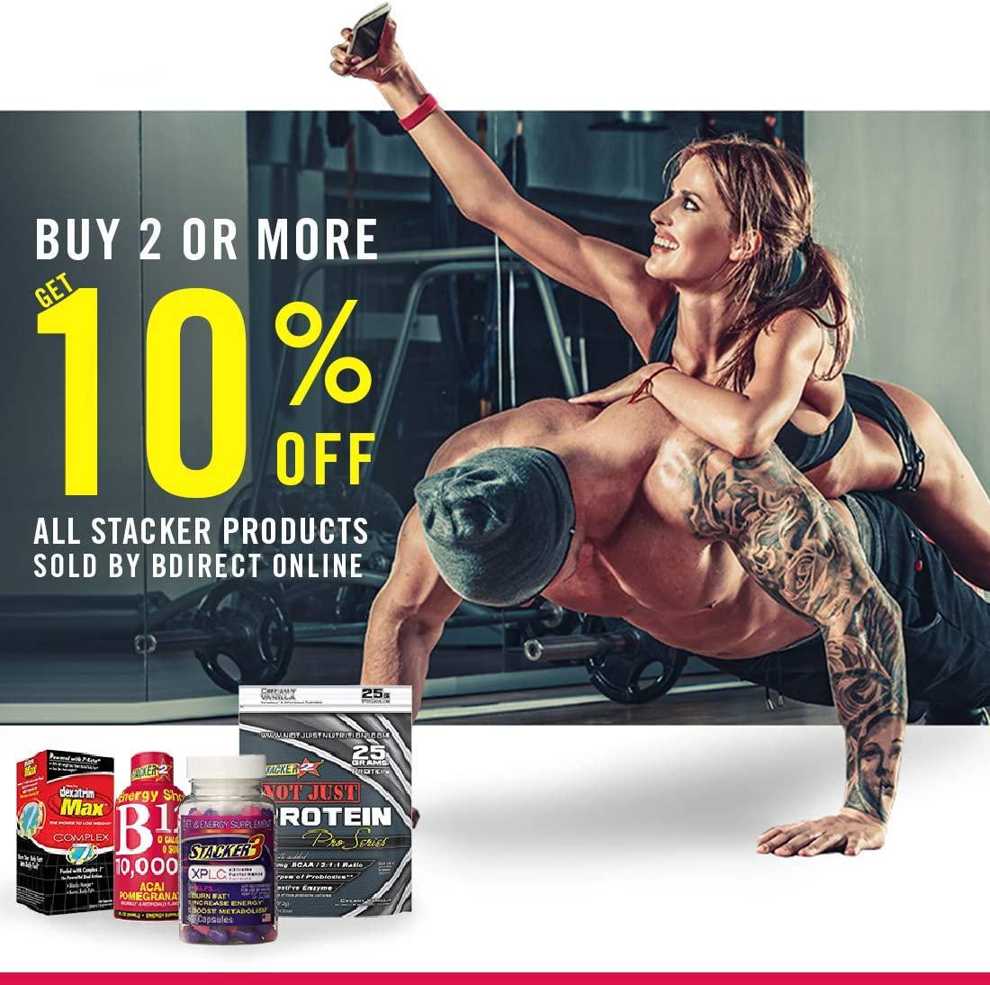 Stacker 2 Not Just Protein Muscle Growth and Regeneration Active Probiotics Whey Protein Powder Creamy Vanilla (1lb Bag)