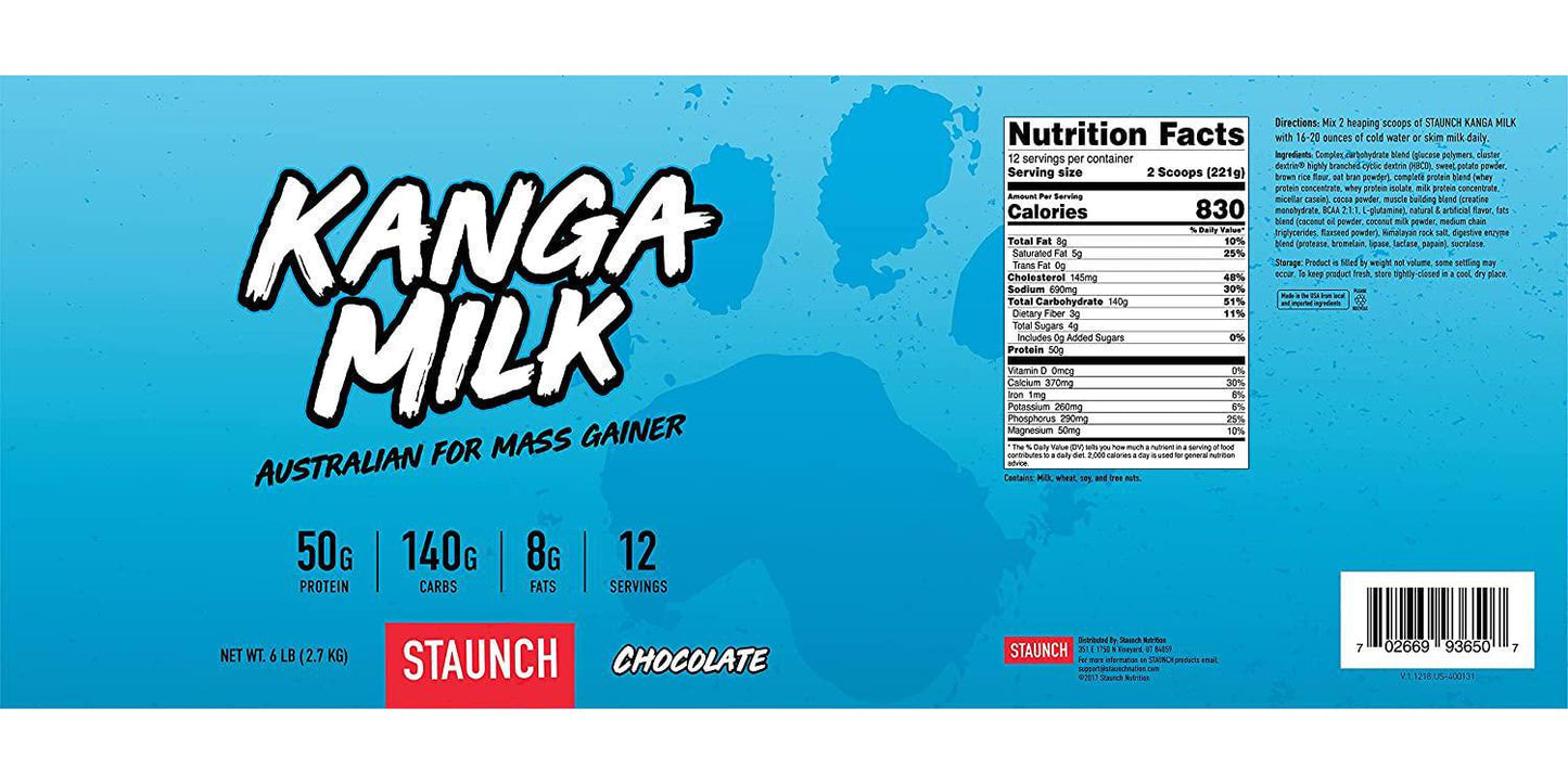 Staunch Kanga Milk (Milk Chocolate) 6LBS - Mass Gainer
