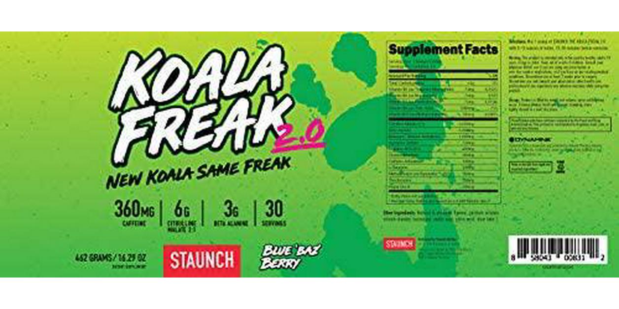 Staunch Koala Freak 2.0 Pre-Workout (Blue Raspberry) 30 Servings - Effective, Premium Pre-Workout Powder