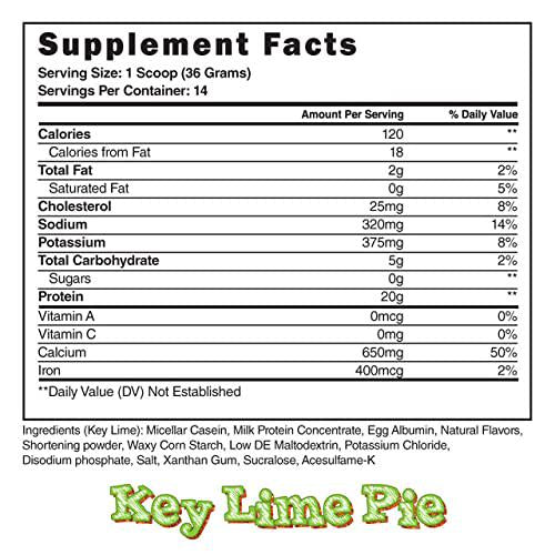 Steel PRO-Pudding | Casein Based Protein Pudding Powder Mix | Key Lime Pie | Great for Anabolic Environment Management for Muscle Growth | Low Carb | 14 Servings ( 1.11 Lbs )