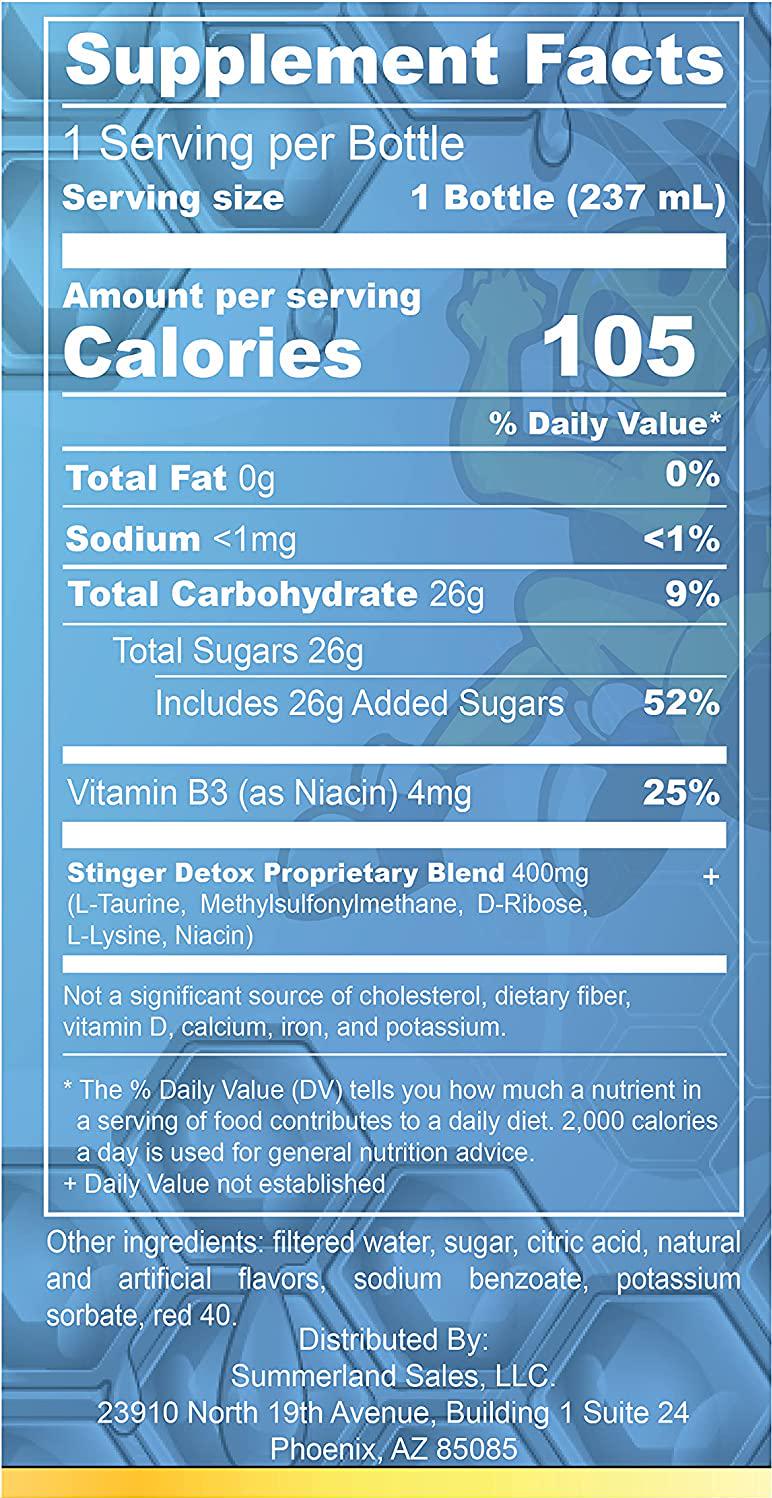 Stinger Detox Whole Body Cleanser 1 Hour Extra Strength Drink Fruit Punch 8 FL OZ - 4 Pack