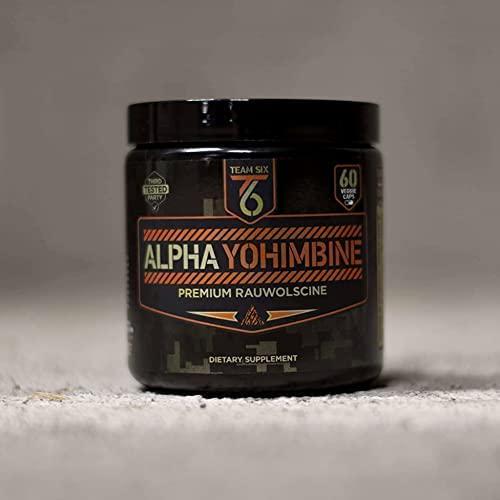 Team Six Supplements Alpha Yohimbine Proven Yohimbe Bark Fat Burner, Weight Loss Pills That Work Fast - 3rd Party Tested for Purity and Potency, 60 veggie capsules