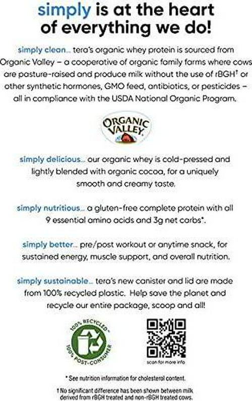 Tera's Whey Organic Protein, Dark Chocolate, 24 oz