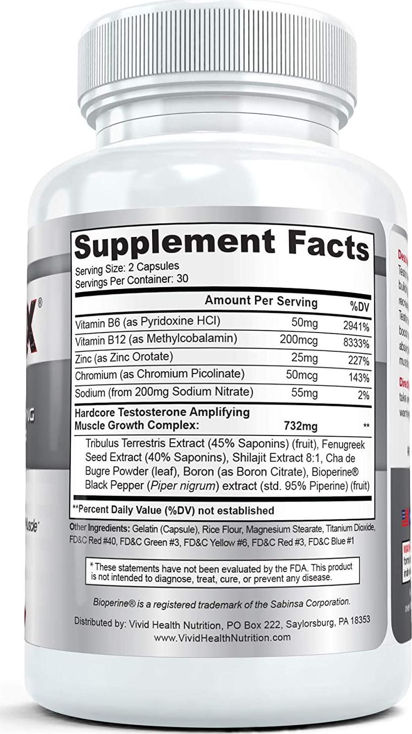 Testovox Hardcore Testosterone-Amplifying Lean Muscle Builder 60 Capsules, Pack of 2