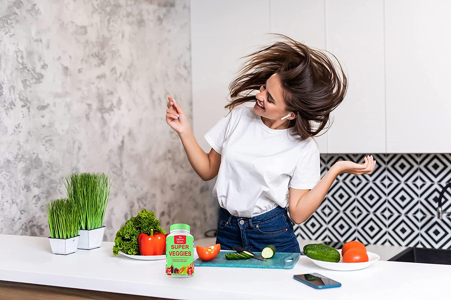 The Vitamin Kitchen Fruits and Veggies Supplement Rich in Vitamins and Minerals Fruits and Veggies Capsules Soy-Free and Vegan Fruit and Vegetable Supplements for Adults (180 Count, 2 Pack)