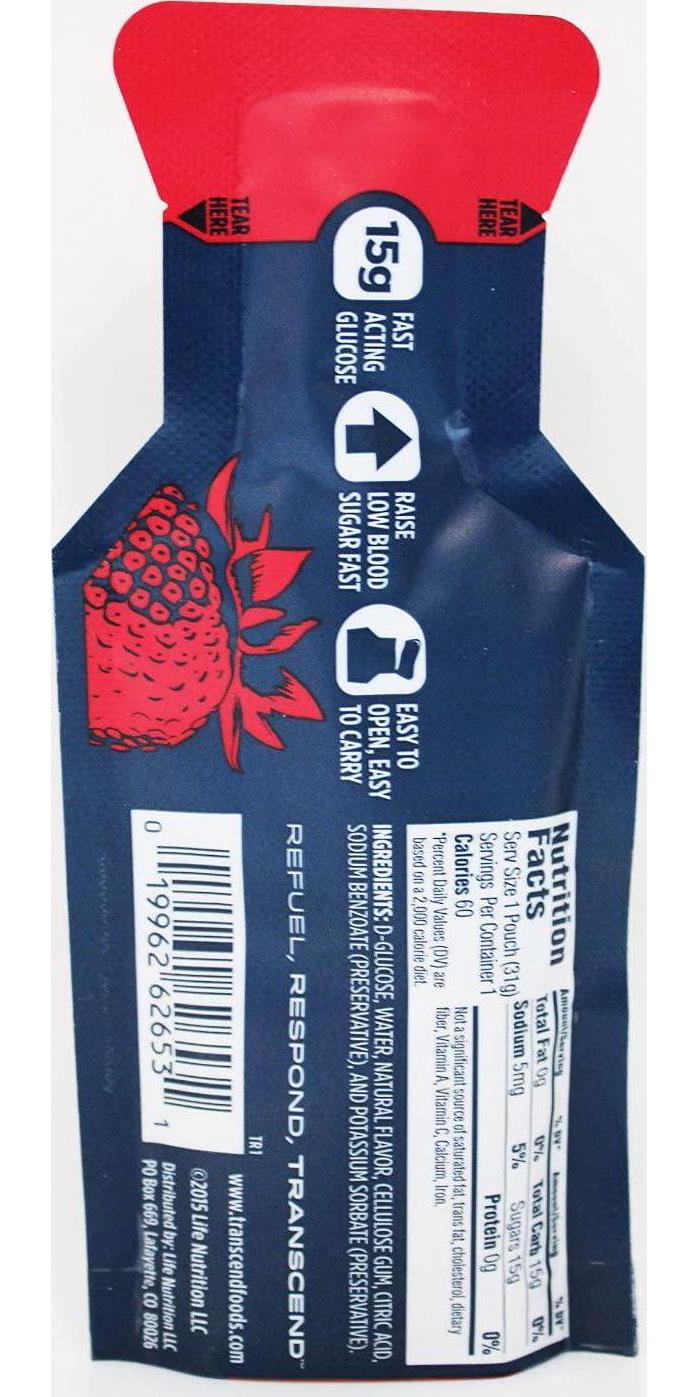 Transcend 15g Glucose Gels - 12 Pouch Bulk Pack