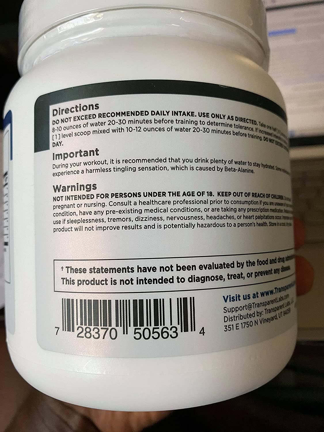 Transparent Labs Lean Pre-Workout, BCAA, Amino Acids, Keto Friendly, Energy Powder, Stamina, Muscular Strength And Muscular Endurance, Orange, 30 Servings, 1.1 Lbs