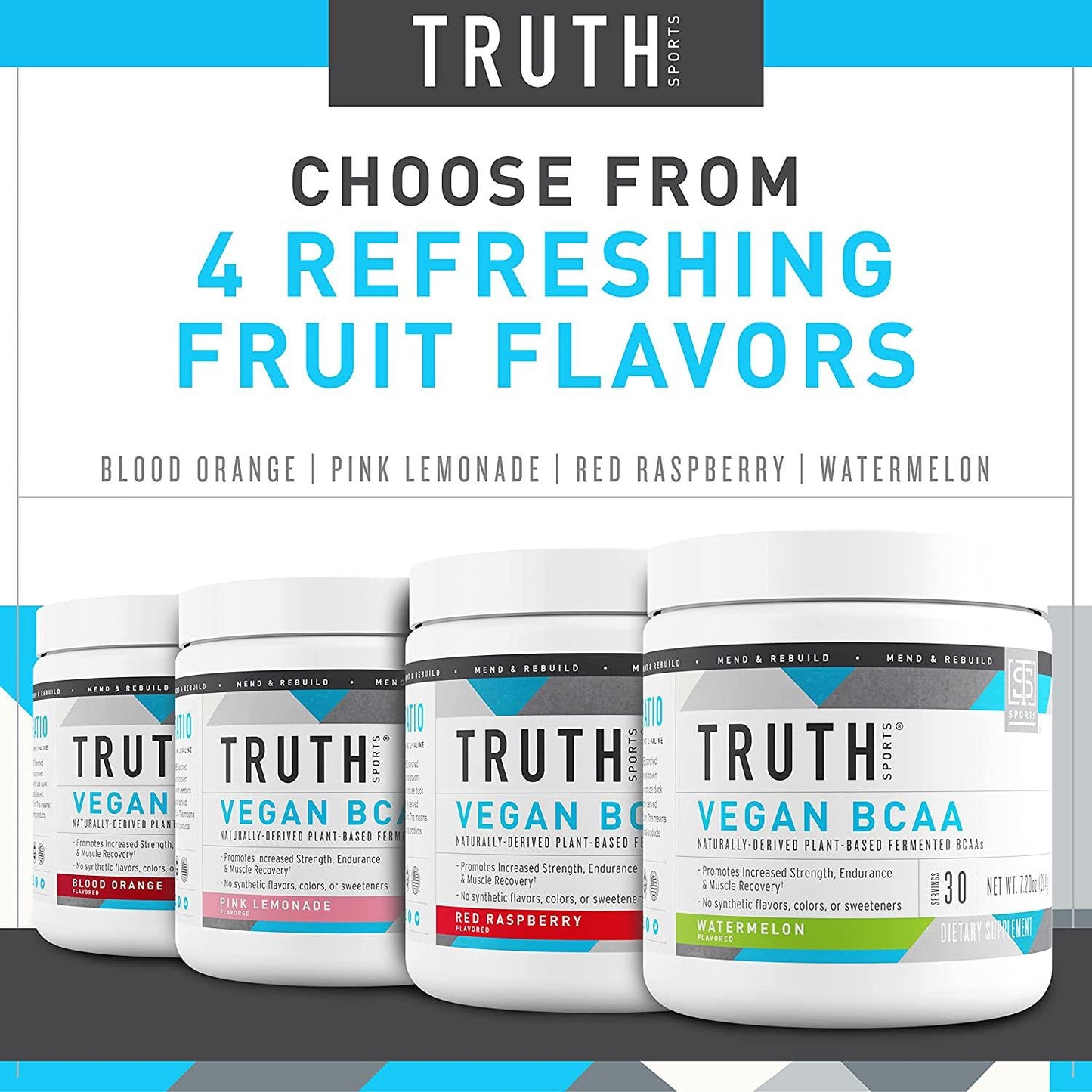 Truth Nutrition Vegan BCAA Powder- 2:1:1 Ratio Natural BCAAS Amino Acids Powder for Energy, Muscle Building, Post Workout Recovery Drink for Muscle Recovery (Watermelon, 30 Servings)