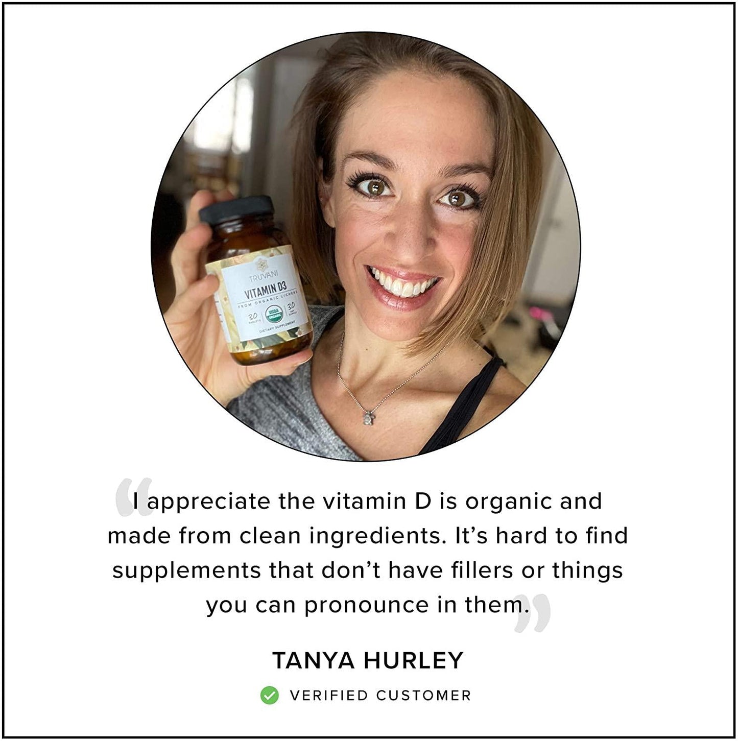 Truvani - Organic Vegan Vitamin D3 Tablets (2,000 IU) - USDA Organic Plant Based Vitamin D3 Supplement - Mood Enhancer and Immune System Support - Non GMO Gluten Free - 30 Tablets - 1 Month Supply