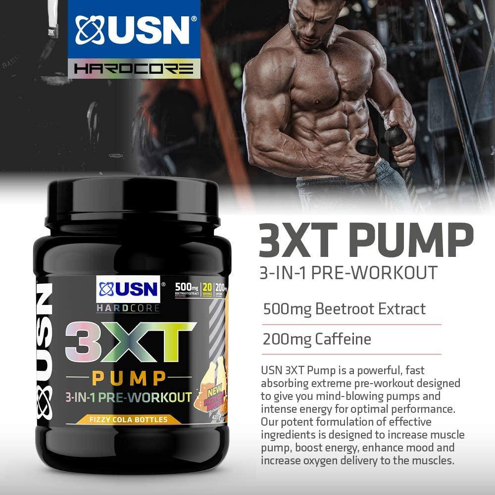 USN 3XT Pump Cherry 420 g: Pre Workout Supplement and Energy Powder With Caffeine, EnXtra and AstraGin