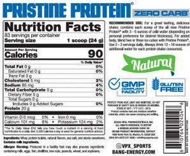 VPX Zero Carb Pristine Protein 100% Whey Protein Isolate Birthday Cake Bash, 4 Lbs.
