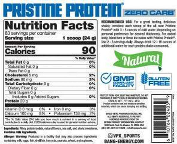 VPX Zero Carb Pristine Protein 100% Whey Protein Isolate Serious Chocolate, 4 Lbs.