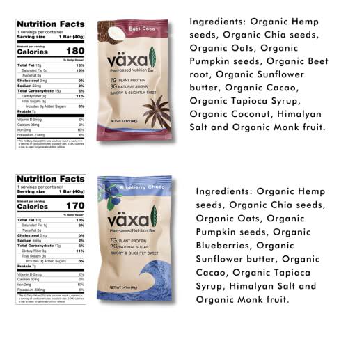 Växa Plant Based Nutrition Bar - Variety box, 12 Bars - Organic, Gluten Free, Nut Free, Vegan and Clean
