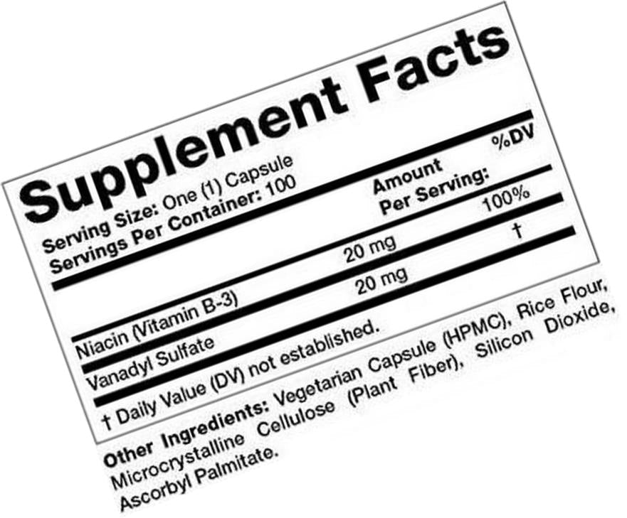 Vanadyl Sulfate 20 Milligrams 100 Veg Capsules