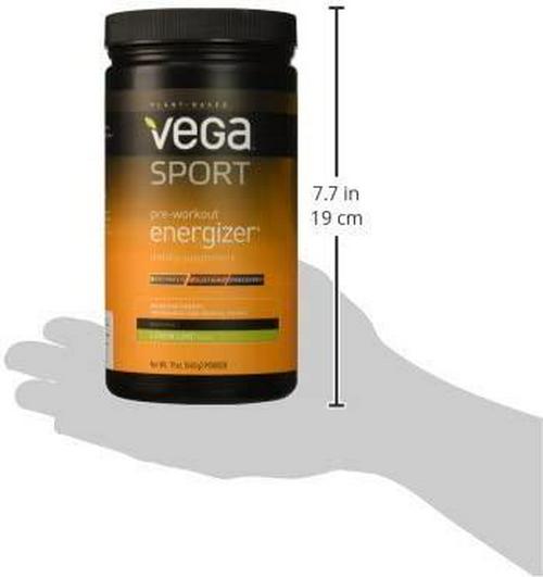 Vega Sport Pre-Workout Energizer Lemon Lime (19oz, 30 Servings) - Vegan, Gluten Free, All Natural, Pre Workout Powder, Non GMO
