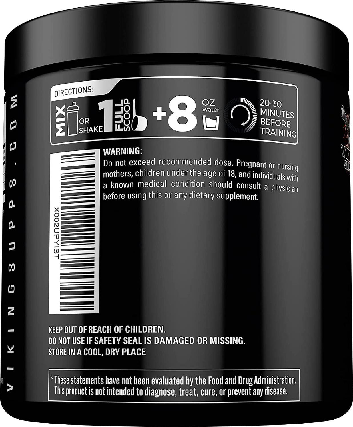 Viking Supps Viking Pump Nitric Oxide Stim Free Pre-Workout, Cherry Rush, 24 Servings