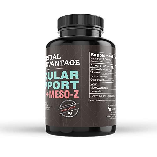 Visual Advantage Macular Support + Meso-Z Blue Light Eye Vitamin with Triple Antioxidants for Advanced Protection Against Digital Screens (180-Count)
