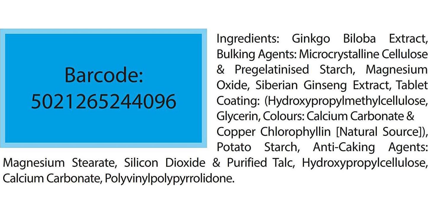 Vitabiotics Ultra Ginkgo and Ginseng Tablets - 60 Tablets