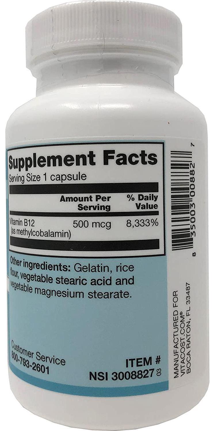 Vitacost Brand Vitacost Vitamin B-12 Methylcobalamin - 500 mcg - 300 Capsules