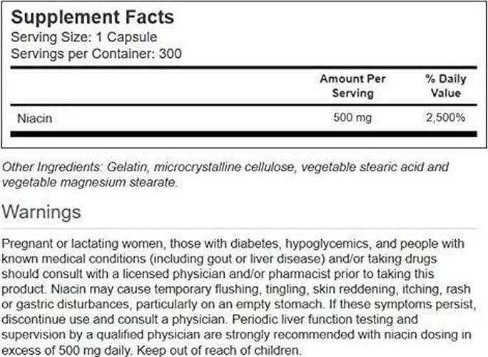 Vitacost Niacin (Vitamin B-3) - 500 mg - 300 Capsules