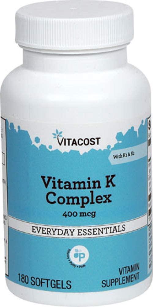 Vitacost Vitamin K Complex with K1 and K2-400 mcg - 180 Softgels