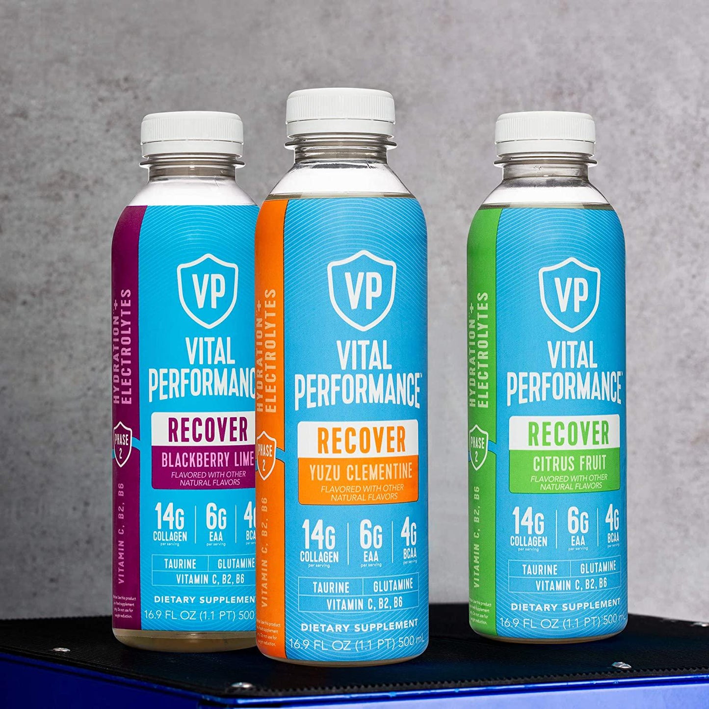 Vital Performance Recover Drink, 6g EAA, 4g BCAA,14g Collagen, NSF for Sport Certified, Low-Sugar, Post-Workout Recovery Drink, 12pack, 16.9oz Bottles - Yuzu Clementine