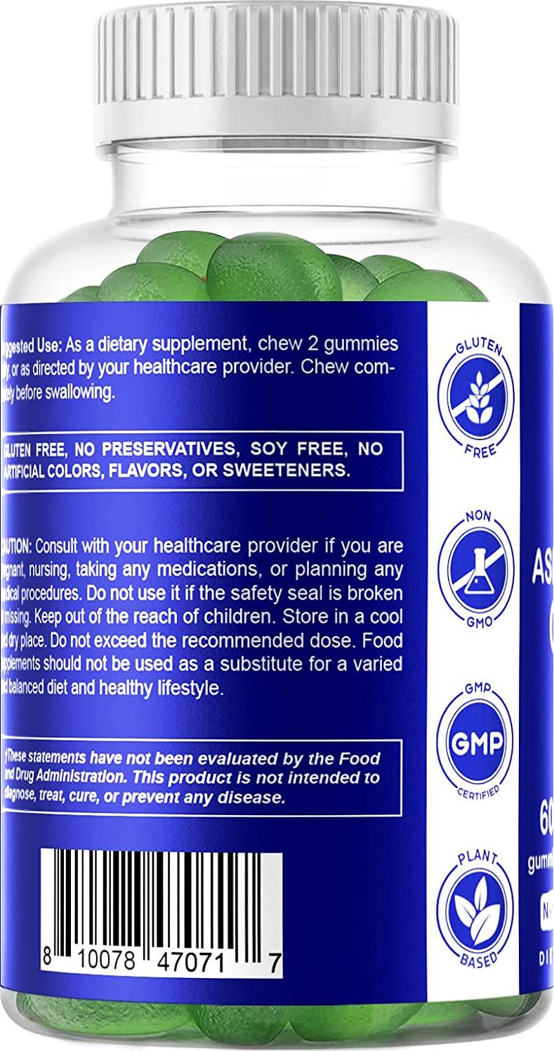 Vitamatic Ashwagandha Gummies 1500mg per serving - 60 Vegan Gummies - 3% Withanolides - Promotes stress relief naturally, relaxation, calmness and immune health