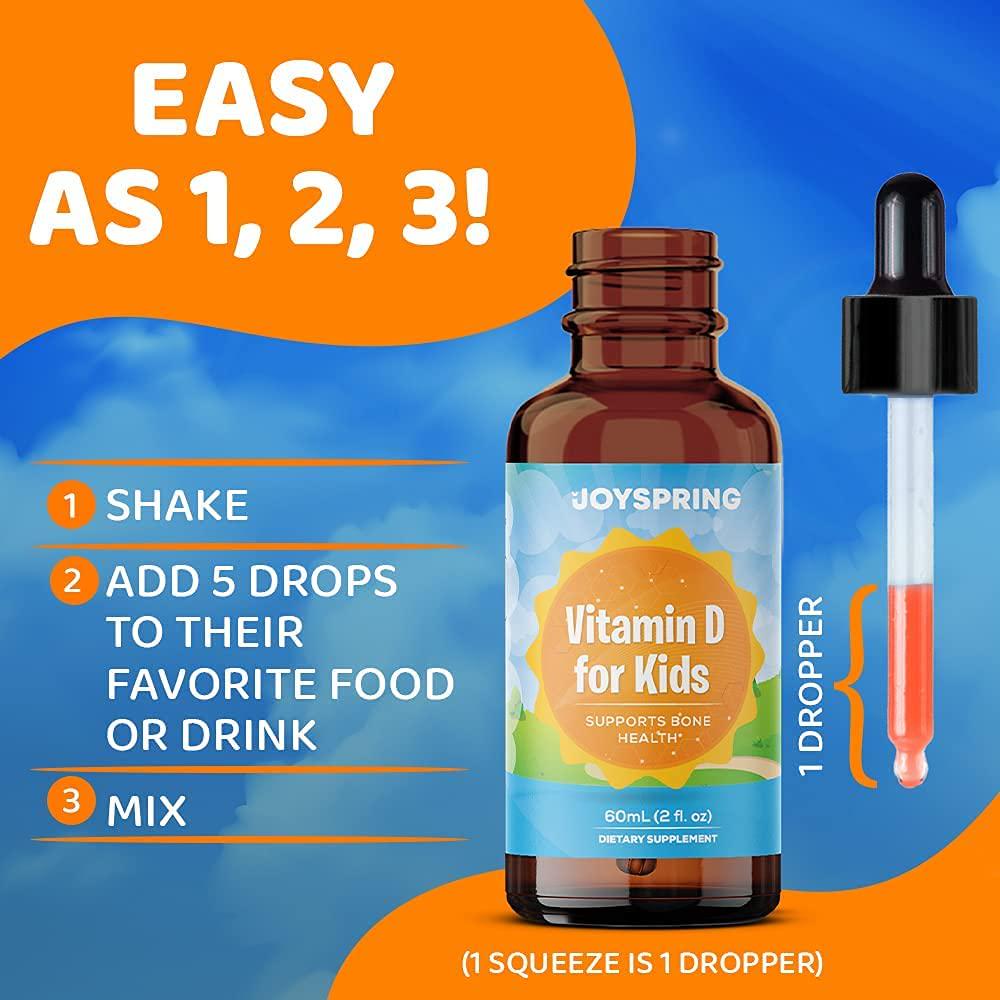 Vitamin D for Kids Drops- Kids Vitamin D3 for Strong Bones - Vitamin D Drops for Toddlers to Support Growth, Bone, and Immune Health - Vitamin D3 for Kids Liquid Vitamin (2 Ounce)
