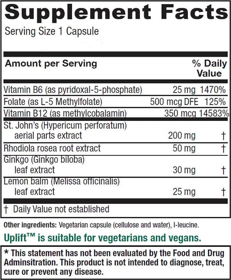 Vitanica Uplift, Mood and Emotional Support, Vegan, 120 Capsules