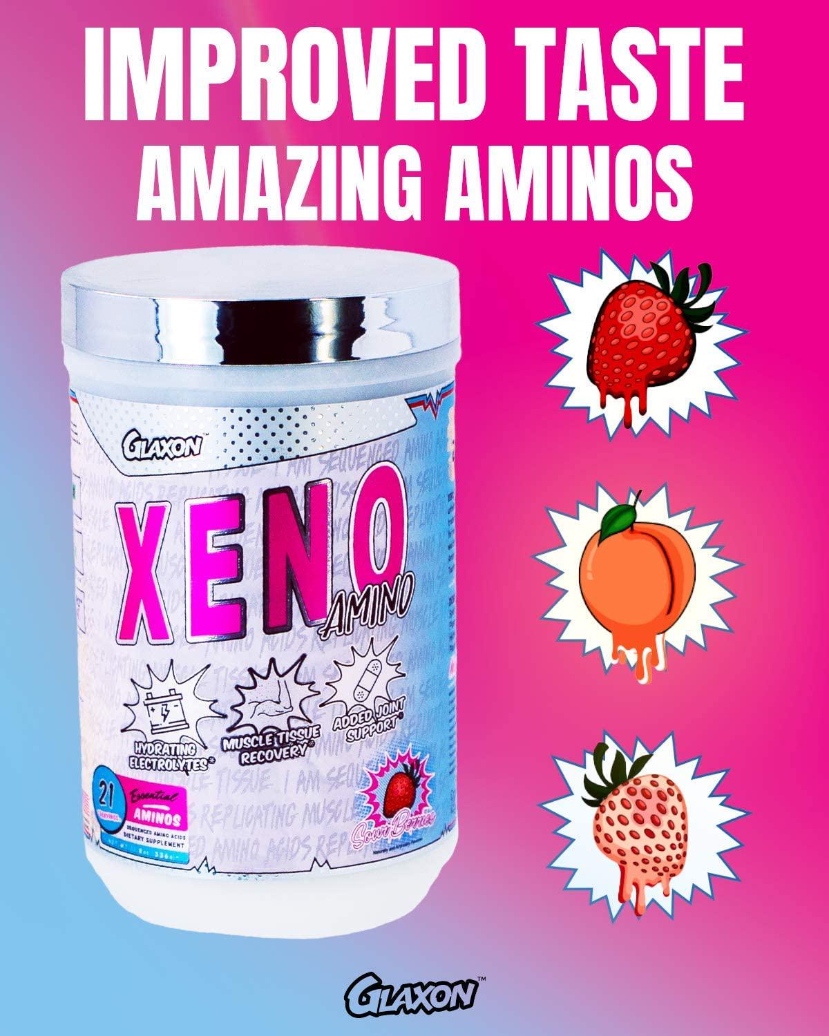 Xeno Amino by Glaxon Essential Sequenced Amino Acids – BCAA and EAA – Muscle Recovery and Joint Support for Men and Women – Great Taste (Pine Berry Slush)