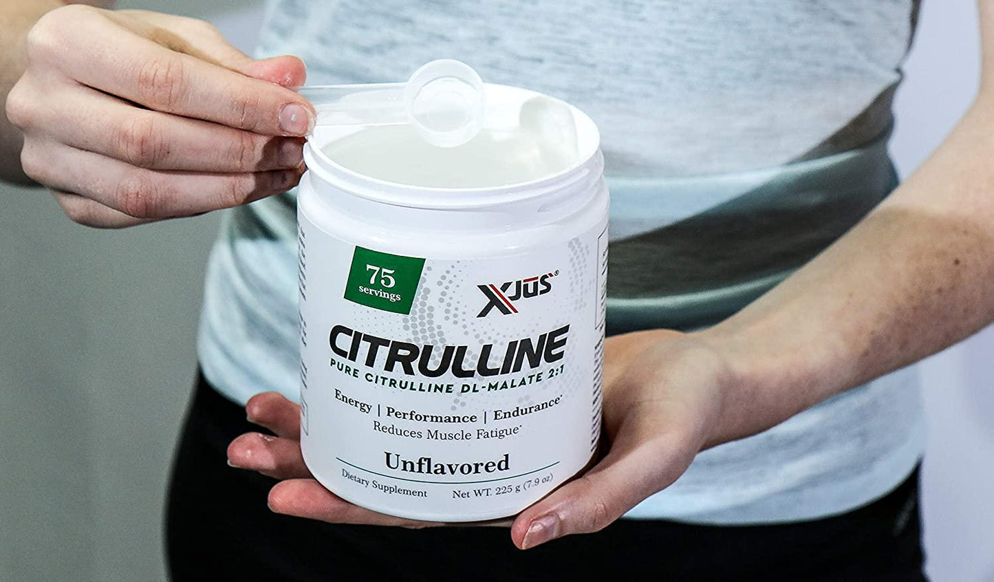 Xjus L-Citrulline DL-Malate, Increase Blood and Oxygen Flow, Reduce Blood Pressure, Fast Absorption, Vegan Friendly, Kosher, No Filler Ingredients, 75 Servings