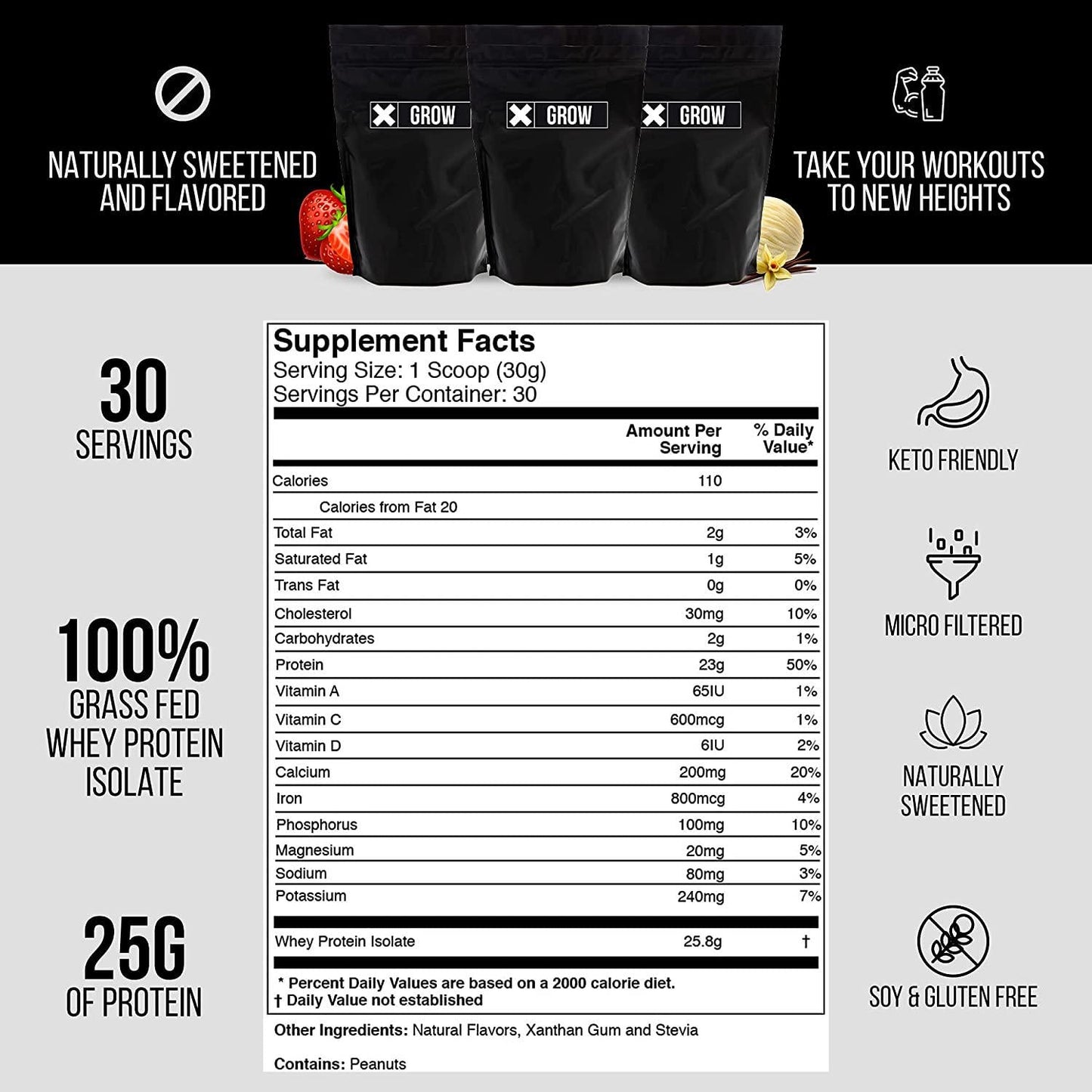 Xwerks Grow - New Zealand Grass Fed Whey Protein Powder Isolate (Vanilla Victory)