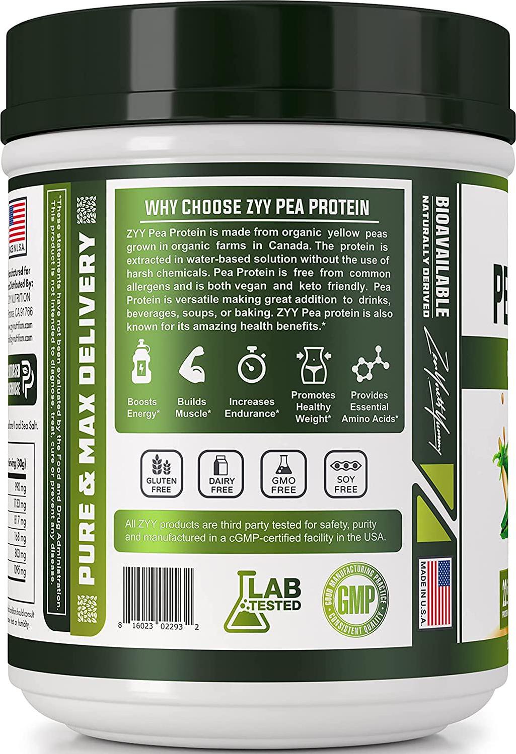ZYY Flavored Pea Protein Powder - Organic Hydrolyzed Vegan All Natural Canada Grown Peas, Easy to Digest, Dairy Free, Gluten Free, Soy Free, Sugar Free, Non-GMO with BCAA - French Vanilla