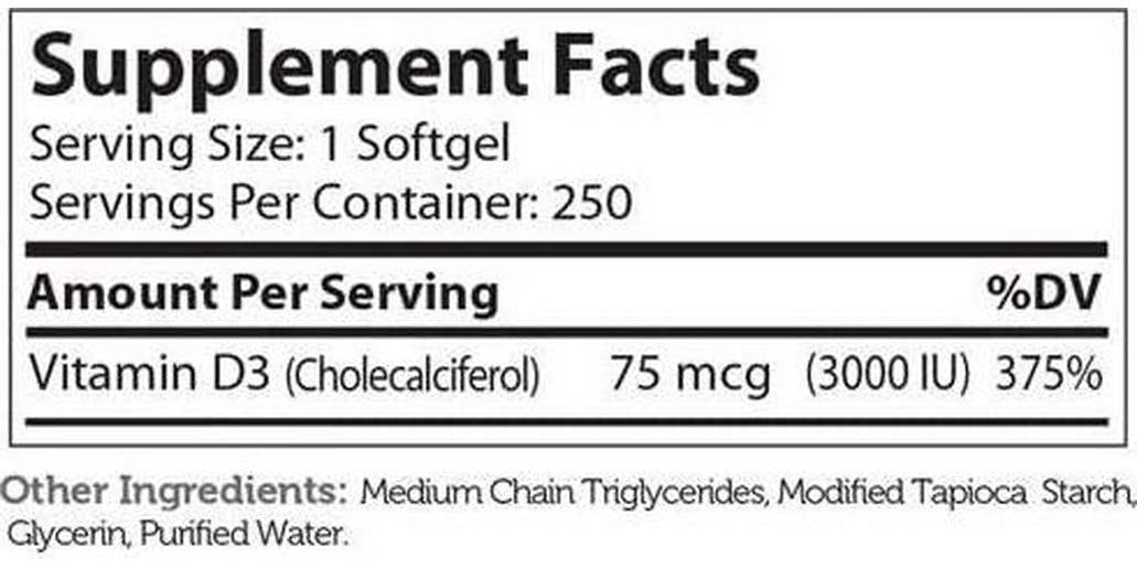 Zahler Vitamin D3 (Cholecalciferol) 3000IU, An All-Natural Supplement Supporting Bone Muscle Teeth and Immune System , #1 Best Top Quality Vitamin D3 with High Absorption, Advanced Formula Targeting Vitamin D Deficiencies, Certified Kosher, 250