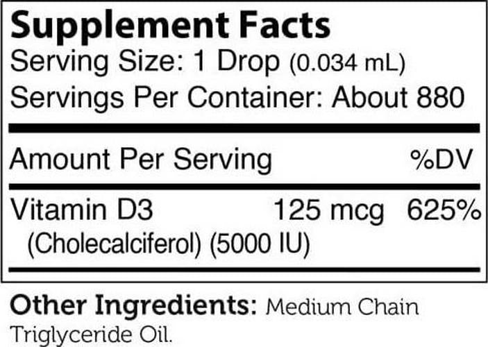 Zahler Vitamin D3 Liquid, Vitamin D Drops, Certified Kosher (5,000IU)