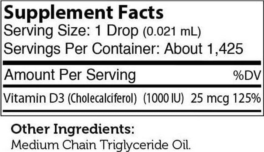 Zahler Vitamin D3 Liquid Drops 1000Iu, An All-Natural Supplement Supporting Bone Muscle Teeth And Immune System, Certified Kosher, 1Oz Dropper