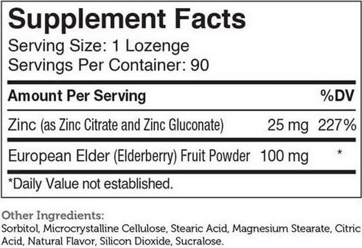 Zahler Zinc Lozenges with Elderberry, 25mg Chewable Zinc Tablets, Immune Support Antioxidant Supplement, Great Tasting Zinc Lozenge for Kids and Adults, Certified Kosher, 90 Lozenges