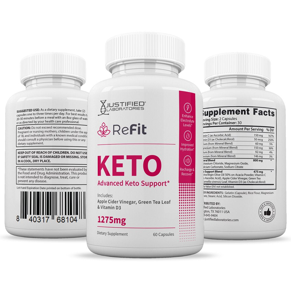 (2 Pack) Refit Keto ACV Pills 1275Mg Alternative to Gummies Dietary Supplement 120 Capsules - Nutricity.com.au
