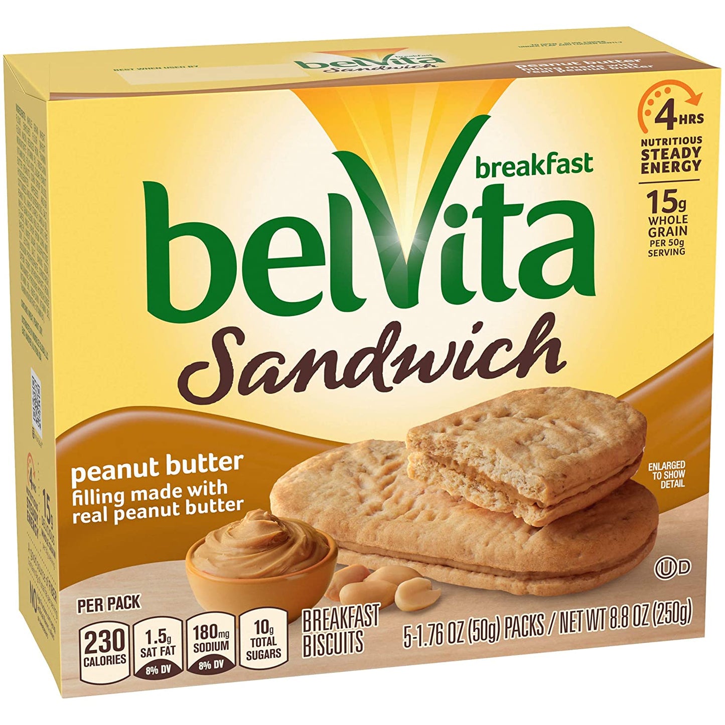 belVita Toasted Coconut Breakfast Biscuits, 6 Boxes of 5 Packs (4 Biscuits Per Pack) and Sandwich Peanut Butter Breakfast Biscuits, 6 Boxes of 5 Packs (2 Sandwiches Per Pack)