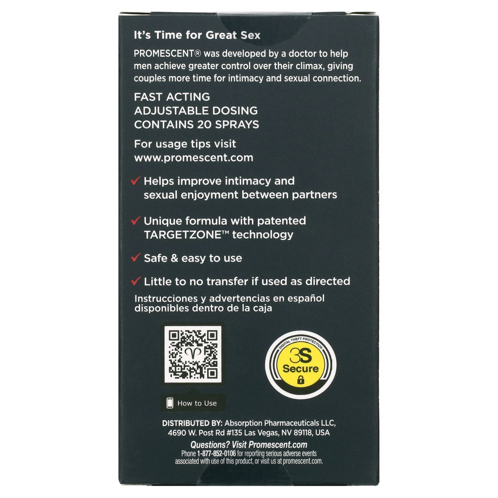 Promescent Delay Spray for Men - Lidocaine Spray for Climax Control to Last Longer, 2.6 Ml