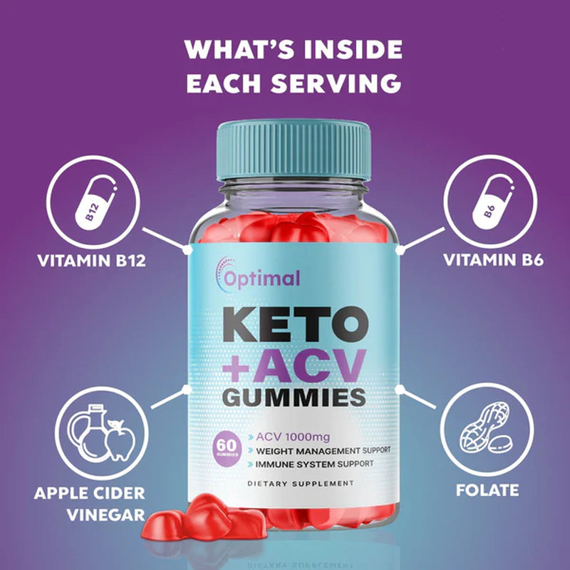(3 Pack) Optimal Keto + ACV Gummies, Keto ACV Gummies Advanced Weight Loss, Cleanse & Detox, Advanced Fat Burner (180 Ct) - Nutricity.com.au