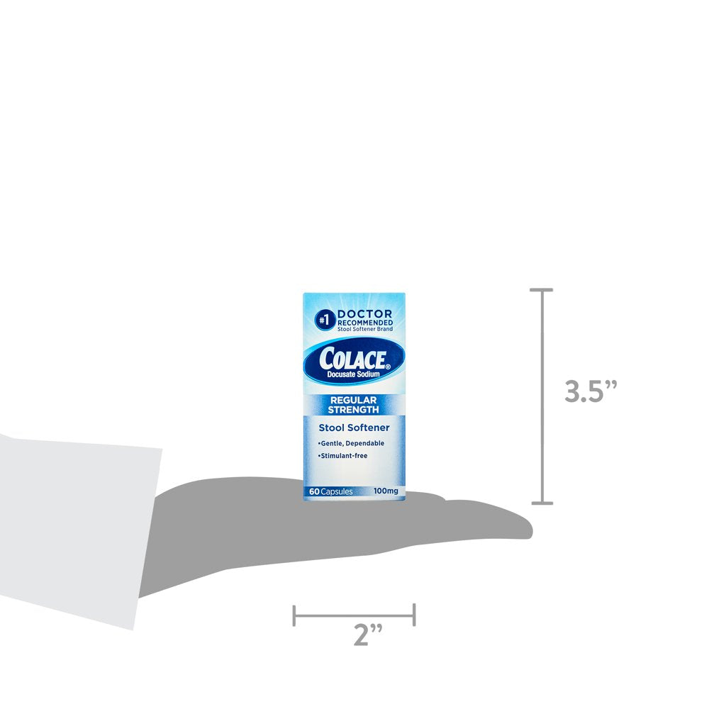 Colace® Regular Strength Stool Softener for Constipation Relief, 100Mg Capsules, 60 Ct