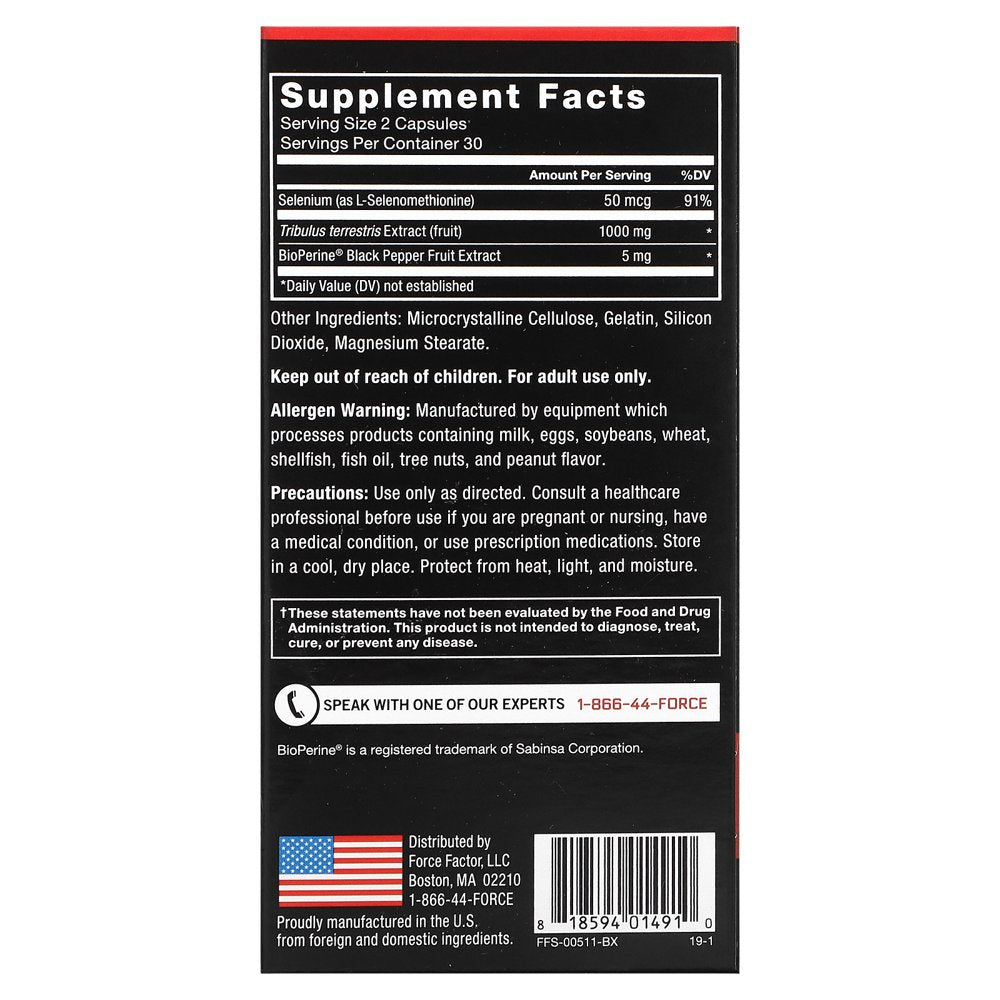 Force Factor Fundamentals Tribulus Terrestris, Key Natural Ingredient Traditionally Used to Boost Male Vitality & Testosterone, 1,000 Mg, 60 Count