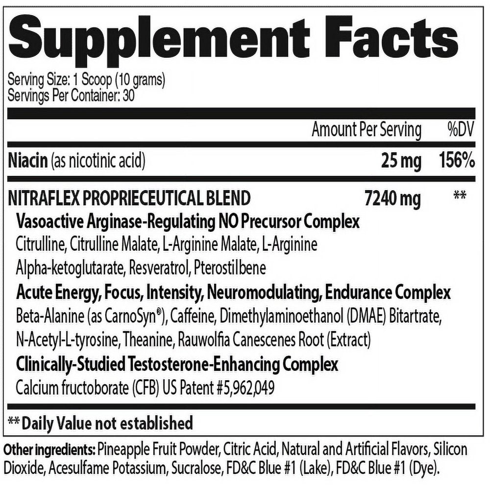 GAT Sport Nitraflex, Test Booster, Blue Raspberry, 30 Servings