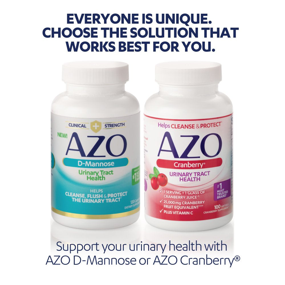 AZO D-Mannose Urinary Tract Health, Clinical Strength, #1 Pharmacist Recommended Brand, Non-Gmo, 120 Count