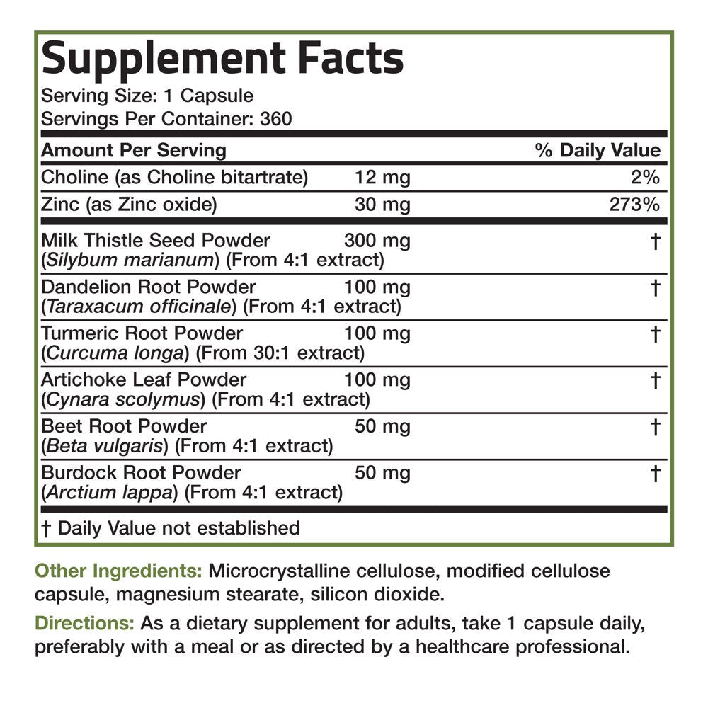 Bronson Liver Detox Advanced Detox & Cleansing Formula Supports Health Liver Function with Milk Thistle, Dandelion Root, Turmeric, Artichoke Leaf & More, Non-Gmo, 360 Vegetarian Capsules