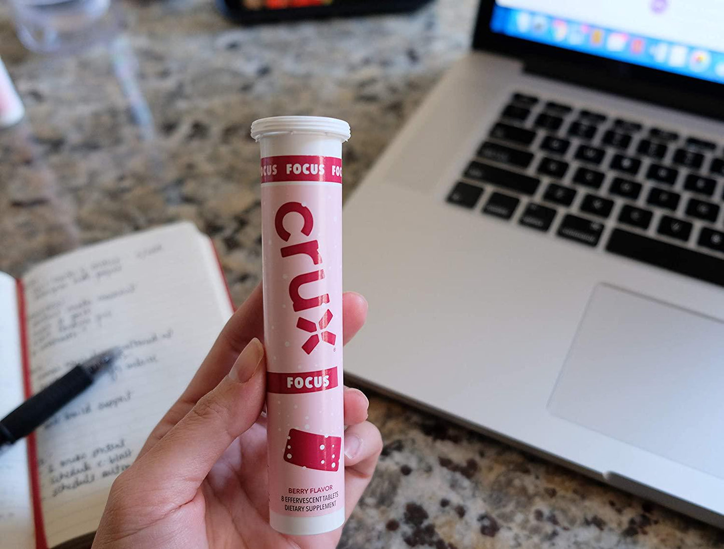 crux FOCUS - Effervescent Drink Tablets for Memory and Brain Focus Including Acetyl L-Carnitine, L-Theanine, and Ashwagandha for a Daily Memory Booster (1 Tube - 8 Servings Per Tube)