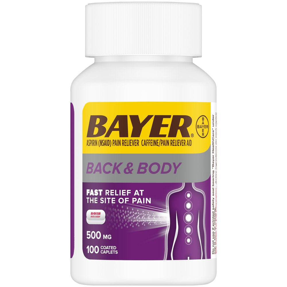 Bayer Back & Body Extra Strength Pain Reliever Aspirin W Caffeine, 500Mg Coated Tablets, 100 Count